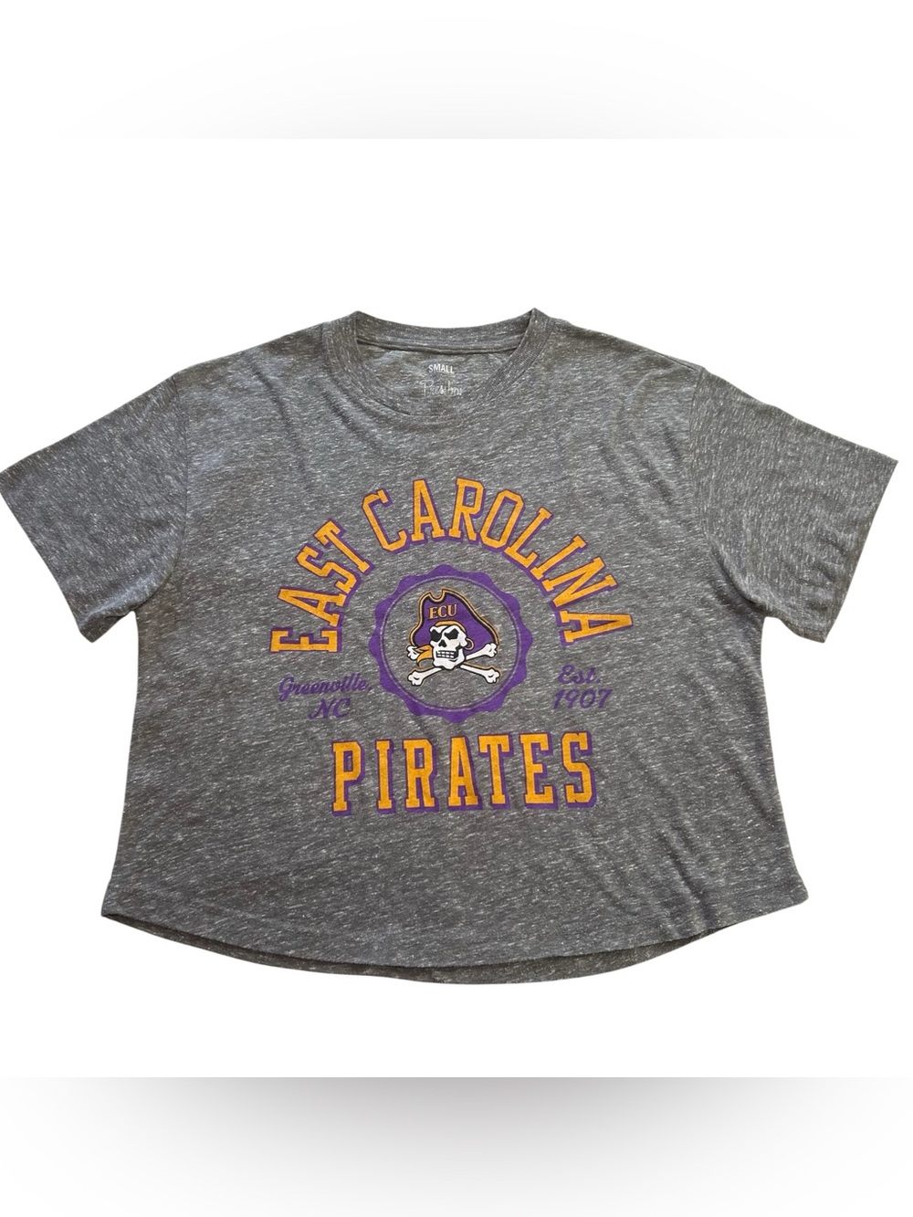 Pressbox ECU East Carolina Pirates Women’s Cropped T-Shirt Gray Size Small NCAA